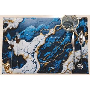 PETTI Artigiani Italiani MARBLELIZED Washable American Placemats, Blue Marble Effect Fabric Placemats, Set of 6 (30 x 45 cm) Elegant, Ideal for Breakfast, Lunch and Dinner, Gift Idea, 100% Made in Italy PETTI Artigiani Italiani MARBLELIZED Washable American Placemats, Blue Marble Effect Fabric Placemats, Set of 6 (30 x 45 cm) Elegant, Ideal for Breakfast, Lunch and Dinner, Gift Idea, 100% Made in Italy