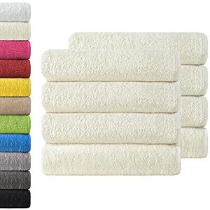 NatureMark Pack of 8 Terry Hand Towels 50 x 100 cm 100% Cotton Natural White NatureMark Pack of 8 Terry Hand Towels 50 x 100 cm 100% Cotton Natural White