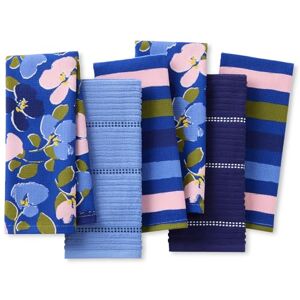 Kate Spade New York Painterly Bouquet & Bold Painterly Stripe Kitchen Towels 6-Pack Set, Absorbent 100% Cotton, Blue/Green/Rose, 17"X28 Kate Spade New York Painterly Bouquet & Bold Painterly Stripe Kitchen Towels 6-Pack Set, Absorbent 100% Cotton, Blue/Green/Rose, 17"X28