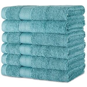 Amazon Basics Fade-Resistant Cotton Hand Towel, 6-Pack, 41 x 66 cm, Teal Amazon Basics Fade-Resistant Cotton Hand Towel, 6-Pack, 41 x 66 cm, Teal