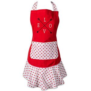 DII 100% Cotton, Ruffle Kitchen Chef Apron, Adjustable Neck and Waist Ties, Front Pocket, Perfect for Cooking, Baking, Crafting & More-Love Struck DII 100% Cotton, Ruffle Kitchen Chef Apron, Adjustable Neck and Waist Ties, Front Pocket, Perfect for Cooking, Baking, Crafting & More-Love Struck