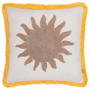 furn. Sun Embroidered Polyester Filled Cushion Yellow 45x45cm furn. Sun Embroidered Polyester Filled Cushion Yellow 45x45cm