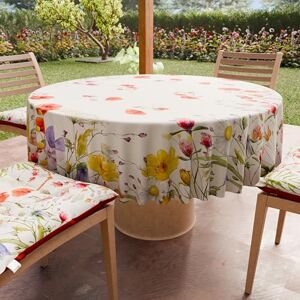 PETTI Artigiani Italiani Anti-Stain Round Microfibre Tablecloth (Diameter 220 cm), Kitchen Table Cover for Round Table, Floral Design 10, 100% Made in Italy PETTI Artigiani Italiani Anti-Stain Round Microfibre Tablecloth (Diameter 220 cm), Kitchen Table Cover for Round Table, Floral Design 10, 100% Made in Italy