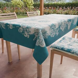 PETTI Artigiani Italiani Stain Resistant Square Tablecloth, Kitchen Table Cover Peonies Design Teal X4 Places (140 x 140 cm) PETTI Artigiani Italiani Stain Resistant Square Tablecloth, Kitchen Table Cover Peonies Design Teal X4 Places (140 x 140 cm)