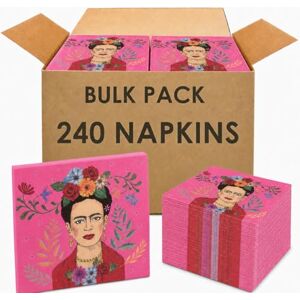 Talking Tables 240 x Frida Kahlo Pink Paper Cocktail Napkins, 25 cm Disposable Serviettes for Mexican Fiesta, Birthday, Boho Summer Party Tableware & Decoupage Talking Tables 240 x Frida Kahlo Pink Paper Cocktail Napkins, 25 cm Disposable Serviettes for Mexican Fiesta, Birthday, Boho Summer Party Tableware & Decoupage