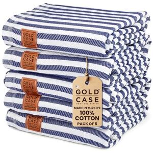 GOLD CASE HOME COLLECTION Myra Original Turkish Beach Towel Set of 5-100% Cotton 71x40 inches XXL Oversized Quick Dry Sand Free Turkish Towel Durable Lightweight Bath Towels, Navy Blue GOLD CASE HOME COLLECTION Myra Original Turkish Beach Towel Set of 5-100% Cotton 71x40 inches XXL Oversized Quick Dry Sand Free Turkish Towel Durable Lightweight Bath Towels, Navy Blue