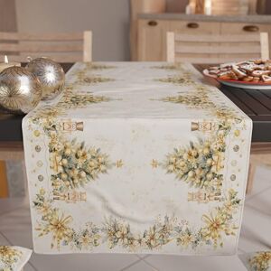 PETTI Artigiani Italiani Christmas Table Runner for Kitchen 140x40 cm, Elegant Christmas Table Runner Xmas Gold, 100% Made in Italy PETTI Artigiani Italiani Christmas Table Runner for Kitchen 140x40 cm, Elegant Christmas Table Runner Xmas Gold, 100% Made in Italy
