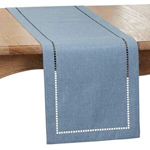 SARO LIFESTYLE Hadleigh Collection Laser-Cut Hemstitch Table Runner - Table Runner SARO LIFESTYLE Hadleigh Collection Laser-Cut Hemstitch Table Runner - Table Runner