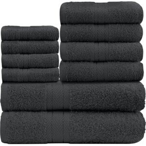GC GAVENO CAVAILIA 10 Piece Towel Bale Set Quick Drying Cotton Towel Highly Absorbent 450 GSM Charcoal Towels Set Bathroom Towels Bale Set 4x Face 4x Hand 2x Bath Towels GC GAVENO CAVAILIA 10 Piece Towel Bale Set Quick Drying Cotton Towel Highly Absorbent 450 GSM Charcoal Towels Set Bathroom Towels Bale Set 4x Face 4x Hand 2x Bath Towels