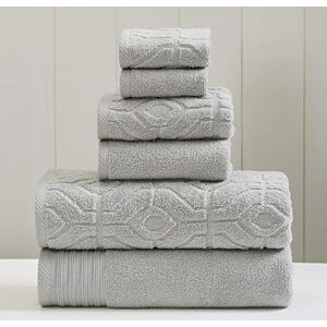 Modern Threads Amrapur Overseas 6-Piece Yarn Dyed Diamond Gate Jacquard Towel Set Silver Modern Threads Amrapur Overseas 6-Piece Yarn Dyed Diamond Gate Jacquard Towel Set Silver
