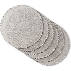 Martha Stewart Woven Water Resistant Lindos Placemat Set 6-Pack, 15" Round, Grey Martha Stewart Woven Water Resistant Lindos Placemat Set 6-Pack, 15" Round, Grey