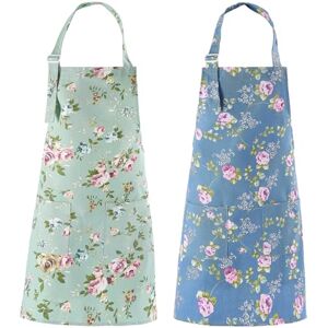 DDJYP HOMKITN Women Kitchen Apron-2 Pack, Cotton Canvas Flower Apron, Floral Pattern Apron with Pockets for Women Chef Apron(Green&Blue) DDJYP HOMKITN Women Kitchen Apron-2 Pack, Cotton Canvas Flower Apron, Floral Pattern Apron with Pockets for Women Chef Apron(Green&Blue)