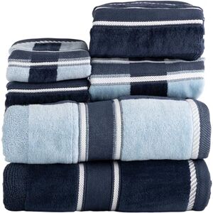 Lavish Home 100% Cotton Oakville Velour 6 Piece Towel Set-Navy Lavish Home 100% Cotton Oakville Velour 6 Piece Towel Set-Navy
