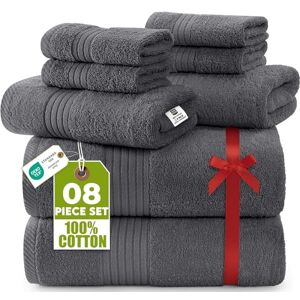 Utopia Towels 8 Piece Towel Set, 700 GSM, 2 Bath Towels, 2 Hand Towels and 4 Washcloths, Grey Utopia Towels 8 Piece Towel Set, 700 GSM, 2 Bath Towels, 2 Hand Towels and 4 Washcloths, Grey