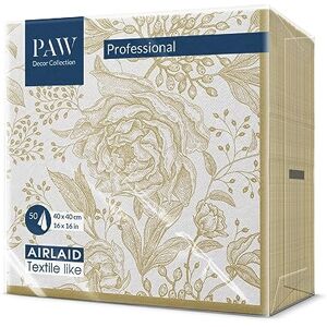 PAW Decor Collection PAW Napkins Made of airlaid Fabric-Like (40 x 40 cm) I 50 Pieces I Ideal for Wedding, Baptism, Communion, Birthday I Fabric-Like Napkins Gold, Leaves, Flowers I Color: Rose Peonies PAW Decor Collection PAW Napkins Made of airlaid Fabric-Like (40 x 40 cm) I 50 Pieces I Ideal for Wedding, Baptism, Communion, Birthday I Fabric-Like Napkins Gold, Leaves, Flowers I Color: Rose Peonies