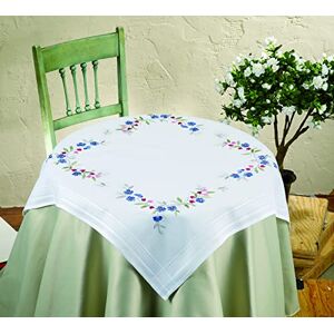 DECO-LINE Blue Pansy Printed Tablecloth - White - 80x80 cm - Embroidery Kit DECO-LINE Blue Pansy Printed Tablecloth - White - 80x80 cm - Embroidery Kit