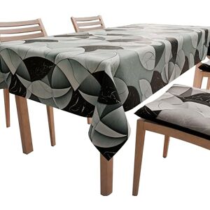PETTI Artigiani Italiani Table Cloth, Kitchen Tablecloth in Stain Resistant Microfibre, Circle Design Black Silver X14 Places (140 x 300 cm) 100% Made in Italy PETTI Artigiani Italiani Table Cloth, Kitchen Tablecloth in Stain Resistant Microfibre, Circle Design Black Silver X14 Places (140 x 300 cm) 100% Made in Italy