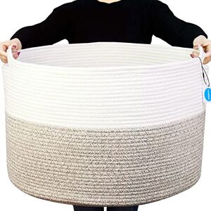 Casaphoria XXXLarge Cotton Rope Basket for Living Room - Woven Storage Basket with Handle for Blankets, Towels and Pillows Laundry Hamper - Storage Basket Casaphoria XXXLarge Cotton Rope Basket for Living Room - Woven Storage Basket with Handle for Blankets, Towels and Pillows Laundry Hamper - Storage Basket