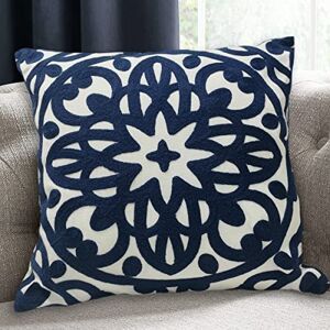 Alysheer Embroidered Decorative Throw Pillow Cover 20"x 20", Boho Mandala Modern Thick Embroidery Pattern, Durable Cotton Canvas Soft Cushion Case for Sofa Couch Bed Living Room (Navy Blue) Alysheer Embroidered Decorative Throw Pillow Cover 20"x 20", Boho Mandala Modern Thick Embroidery Pattern, Durable Cotton Canvas Soft Cushion Case for Sofa Couch Bed Living Room (Navy Blue)