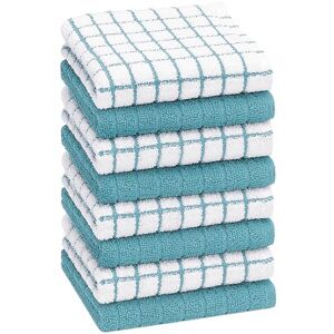 Bumble Towels Bumble Premium Cotton Dish Cloths (12" x 12") Aqua Check Design Highly Absorbent Natural Ring Spun Cotton Kitchen Dish Towel Set 380 GSM 8 Pack Bumble Towels Bumble Premium Cotton Dish Cloths (12" x 12") Aqua Check Design Highly Absorbent Natural Ring Spun Cotton Kitchen Dish Towel Set 380 GSM 8 Pack