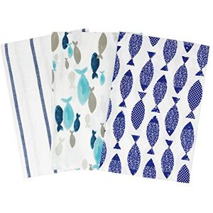 Wrapables Fish Cotton Dish Towels - 3-Piece Set Wrapables Fish Cotton Dish Towels - 3-Piece Set