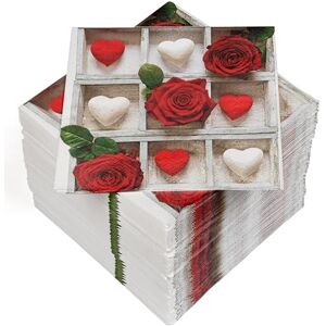 Heku 100 Napkins, 3-ply, 33 x 33 cm, Roses and Hearts, Absorbent and Practical Packaging, Ideal for Special Occasions Heku 100 Napkins, 3-ply, 33 x 33 cm, Roses and Hearts, Absorbent and Practical Packaging, Ideal for Special Occasions