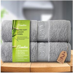 GC GAVENO CAVAILIA Bamboo Bath Sheet Extra Large (80x140cm) 500 GSM Super Water Absorbent Towels Large Bamboo Towels 2 Pack (60% Bamboo, 40% Cotton) Extra Soft Towel Bath Sheets Silver GC GAVENO CAVAILIA Bamboo Bath Sheet Extra Large (80x140cm) 500 GSM Super Water Absorbent Towels Large Bamboo Towels 2 Pack (60% Bamboo, 40% Cotton) Extra Soft Towel Bath Sheets Silver