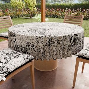 Petti Artigiani Italiani - Anti-Stain Round Microfibre Tablecloth - Vietri 02 Design - Black - Tablecloth Petti Artigiani Italiani - Anti-Stain Round Microfibre Tablecloth - Vietri 02 Design - Black - Tablecloth