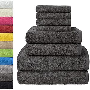 NatureMark 8-Piece Terry Towel Set 100% Cotton Soft & Absorbent 4 Guest Towels (30 x 50 cm), 2 Hand Towels (50 x 100 cm), 2 Bath Towels (70 x 140 cm) Grey NatureMark 8-Piece Terry Towel Set 100% Cotton Soft & Absorbent 4 Guest Towels (30 x 50 cm), 2 Hand Towels (50 x 100 cm), 2 Bath Towels (70 x 140 cm) Grey