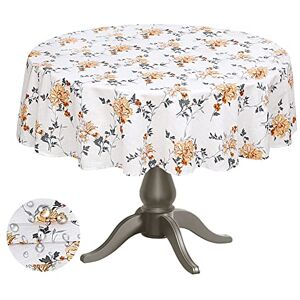 Ruvanti Table Cloth 70" Round 4-6 Seats, Premium Quality 100% Cotton Round Tablecloth, Washable Table Cover, Grey, Orange Floral Design, Buffet Table, Parties, Holiday Dinner, Wedding & More. Ruvanti Table Cloth 70" Round 4-6 Seats, Premium Quality 100% Cotton Round Tablecloth, Washable Table Cover, Grey, Orange Floral Design, Buffet Table, Parties, Holiday Dinner, Wedding & More.