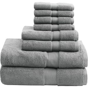 Madison Park 800GSM 100% Cotton Luxury Turkish Bathroom Towels, Highly Absorbent Long Oversized Linen Cotton Bath Towel Set, 8-Piece Include 2 Bath Towels, 2 Hand Towels & 4 Wash Towels, Grey Madison Park 800GSM 100% Cotton Luxury Turkish Bathroom Towels, Highly Absorbent Long Oversized Linen Cotton Bath Towel Set, 8-Piece Include 2 Bath Towels, 2 Hand Towels & 4 Wash Towels, Grey