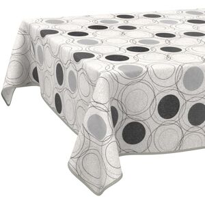 ANRO Fabric Tablecloth, Washable, Table Linen, Cotton Polyester Circles, Grey, Round, 140 cm, Indoor/Outdoor Tablecloth ANRO Fabric Tablecloth, Washable, Table Linen, Cotton Polyester Circles, Grey, Round, 140 cm, Indoor/Outdoor Tablecloth