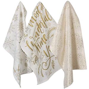 DII Metallic Dishtowel Set, Cotton, Snowflakes, 18x28 DII Metallic Dishtowel Set, Cotton, Snowflakes, 18x28