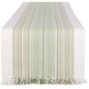 DII Fringed Stripe Tabletop, Table Runner, Cotton, Thyme, 14x72 DII Fringed Stripe Tabletop, Table Runner, Cotton, Thyme, 14x72
