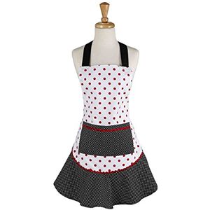 DII Cotton Women Kitchen Pocket and Extra Long Ties, 24x30, Cute Ruffle Apron for Cooking, Baking, Perfect Mother's Day, Black & Red Polka Dot DII Cotton Women Kitchen Pocket and Extra Long Ties, 24x30, Cute Ruffle Apron for Cooking, Baking, Perfect Mother's Day, Black & Red Polka Dot