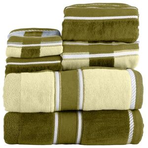 Lavish Home 6-Piece Complete Bath Towel Set – Luxurious Solid and Striped Absorbent Cotton Towels – Machine Washable Bathroom Set (Green) Lavish Home 6-Piece Complete Bath Towel Set – Luxurious Solid and Striped Absorbent Cotton Towels – Machine Washable Bathroom Set (Green)