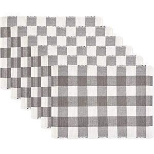 DII Buffalo Check Collection, Classic Farmhouse Tabletop Set, Placemat Set, 13x19, Gray & White, 6 Piece DII Buffalo Check Collection, Classic Farmhouse Tabletop Set, Placemat Set, 13x19, Gray & White, 6 Piece