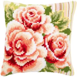 Vervaco Cross Stitch Kit: Cushion: Pink Roses I, NA, 40 x 40cm, PN-0147148 Vervaco Cross Stitch Kit: Cushion: Pink Roses I, NA, 40 x 40cm, PN-0147148