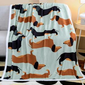 Famitile Dachshund Blanket, Soft Sherpa Flannel Dachshunds Throw Blanket Warm Cozy Fleece Blanket Cute Cartoon Fuzzy Dachshund Blanket for Kids and Adults Famitile Dachshund Blanket, Soft Sherpa Flannel Dachshunds Throw Blanket Warm Cozy Fleece Blanket Cute Cartoon Fuzzy Dachshund Blanket for Kids and Adults