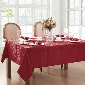 Elrene Damask Tablecloth, Polyester, Red, 84" x 60" (Rectangular) Elrene Damask Tablecloth, Polyester, Red, 84" x 60" (Rectangular)