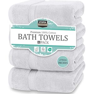 Utopia Towels 4 Piece Bath Towels Set (69 x 137 CM) Premium 100% Ring Spun Cotton Quick Dry, Highly Absorbent, Soft Feel Towels, Perfect for Daily Use (Silver) Utopia Towels 4 Piece Bath Towels Set (69 x 137 CM) Premium 100% Ring Spun Cotton Quick Dry, Highly Absorbent, Soft Feel Towels, Perfect for Daily Use (Silver)