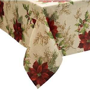 Elrene Home Fashions Festive Poinsettia Holiday Fabric Tablecloth, Multi, 60"x102" Rectangle Tablecloth Elrene Home Fashions Festive Poinsettia Holiday Fabric Tablecloth, Multi, 60"x102" Rectangle Tablecloth