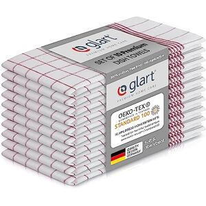 Glart 48KR2 Dish Towels 10-pack 50x70 cm red checkered 100% cotton, OEKO-TEX certified, pre-washed, absorbent, washable, durable, with hanger, for household, kitchen, catering, office. Glart 48KR2 Dish Towels 10-pack 50x70 cm red checkered 100% cotton, OEKO-TEX certified, pre-washed, absorbent, washable, durable, with hanger, for household, kitchen, catering, office.