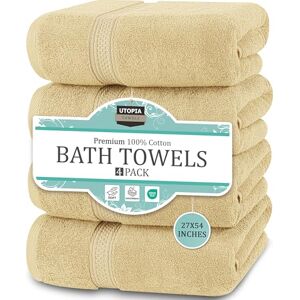 Utopia Towels 4 Piece Bath Towels Set (69 x 137 CM) Premium 100% Ring Spun Cotton Quick Dry, Highly Absorbent, Soft Feel Towels, Perfect for Daily Use (Beige) Utopia Towels 4 Piece Bath Towels Set (69 x 137 CM) Premium 100% Ring Spun Cotton Quick Dry, Highly Absorbent, Soft Feel Towels, Perfect for Daily Use (Beige)