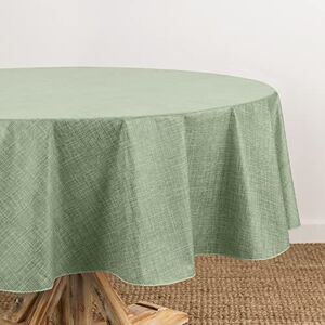 Elrene Home Fashions Monterey Linen Inspired Water- and Stain-Resistant Vinyl Tablecloth with Flannel Backing, 60 inches X 84 inches, Oval, Sage Elrene Home Fashions Monterey Linen Inspired Water- and Stain-Resistant Vinyl Tablecloth with Flannel Backing, 60 inches X 84 inches, Oval, Sage