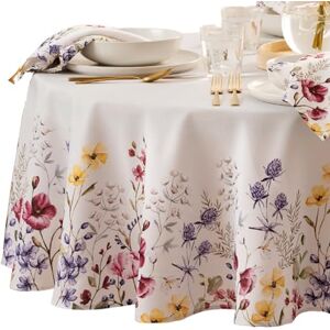 Elrene Home Fashions Poppy Wildflower Botanical Border Fabric Tablecloth - Tablecloth Elrene Home Fashions Poppy Wildflower Botanical Border Fabric Tablecloth - Tablecloth