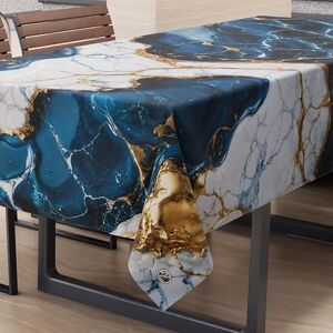PETTI Artigiani Italiani Stain Resistant Rectangular Tablecloth Elegant Kitchen Blue Marble Effect X12 Seater (140 x 240 cm) 100% Made in Italy PETTI Artigiani Italiani Stain Resistant Rectangular Tablecloth Elegant Kitchen Blue Marble Effect X12 Seater (140 x 240 cm) 100% Made in Italy