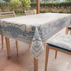 PETTI Artigiani Italiani Rectangular Stain-resistant Tablecloth Kitchen Table Cover Anchor Design X6 Seater (140 x 180 cm) 100% Made in Italy PETTI Artigiani Italiani Rectangular Stain-resistant Tablecloth Kitchen Table Cover Anchor Design X6 Seater (140 x 180 cm) 100% Made in Italy