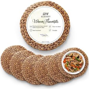 BLUEWEST Woven Placemats, (Sizes:11.8"-13.5''-15") Round Placemats Rattan Placemats, Wicker Water Hyacinth Placemats, Braided Placemats Set, Heat Resistant/Anti-Slip for Dinner Plate (11.8'', Set 6) BLUEWEST Woven Placemats, (Sizes:11.8"-13.5''-15") Round Placemats Rattan Placemats, Wicker Water Hyacinth Placemats, Braided Placemats Set, Heat Resistant/Anti-Slip for Dinner Plate (11.8'', Set 6)