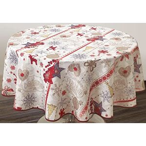 Le linge de Jules Joyeux-Noël-Ronde-diamètre-160 Stain-Resistant Round Tablecloth, Merry Christmas, Diameter 160 cm Le linge de Jules Joyeux-Noël-Ronde-diamètre-160 Stain-Resistant Round Tablecloth, Merry Christmas, Diameter 160 cm